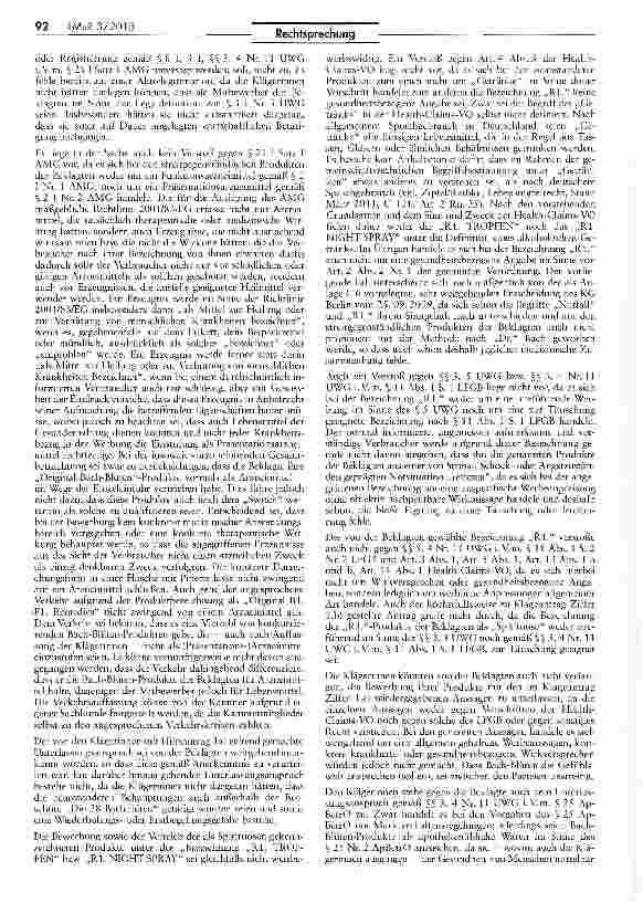 Vorschauseite 6: Keine Bewerbung oder Vertrieb von „RESCUE -Spirituosen AMG Art. 2 I Nr. 1; UWG § 8 III Nr. 1, § 2 I Nr. 3