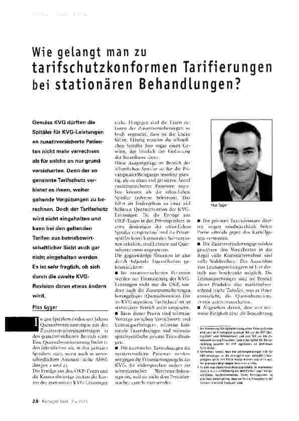 Vorschauseite 1: Wie gelangt man zu tarifschutzkonformen Tarifierungen bei stationären Behandlungen?