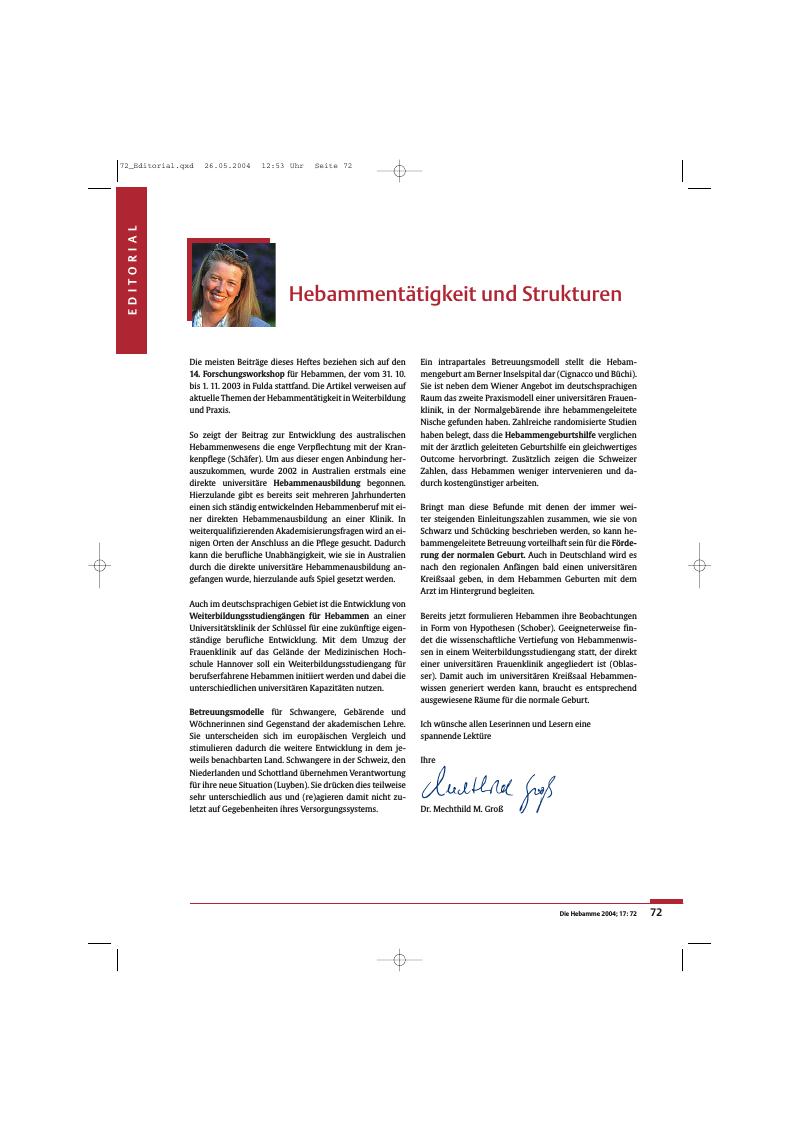 Vorschauseite 1: Hebammentätigkeit und Strukturen