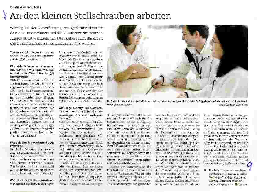 Vorschauseite 1: Qualitätszirkel, Teil 3 An den kleinen Stellschrauben arbeiten