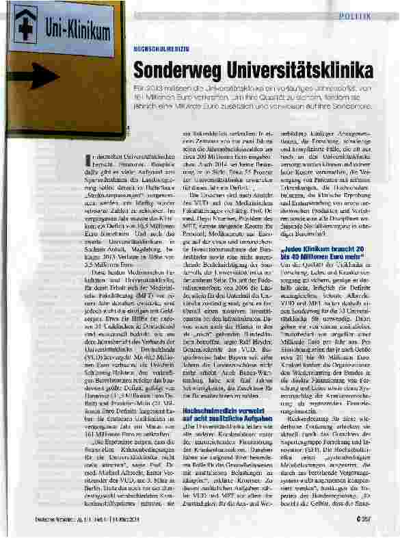 Vorschauseite 1: Sonderweg Universitätsklinikfachkräfte