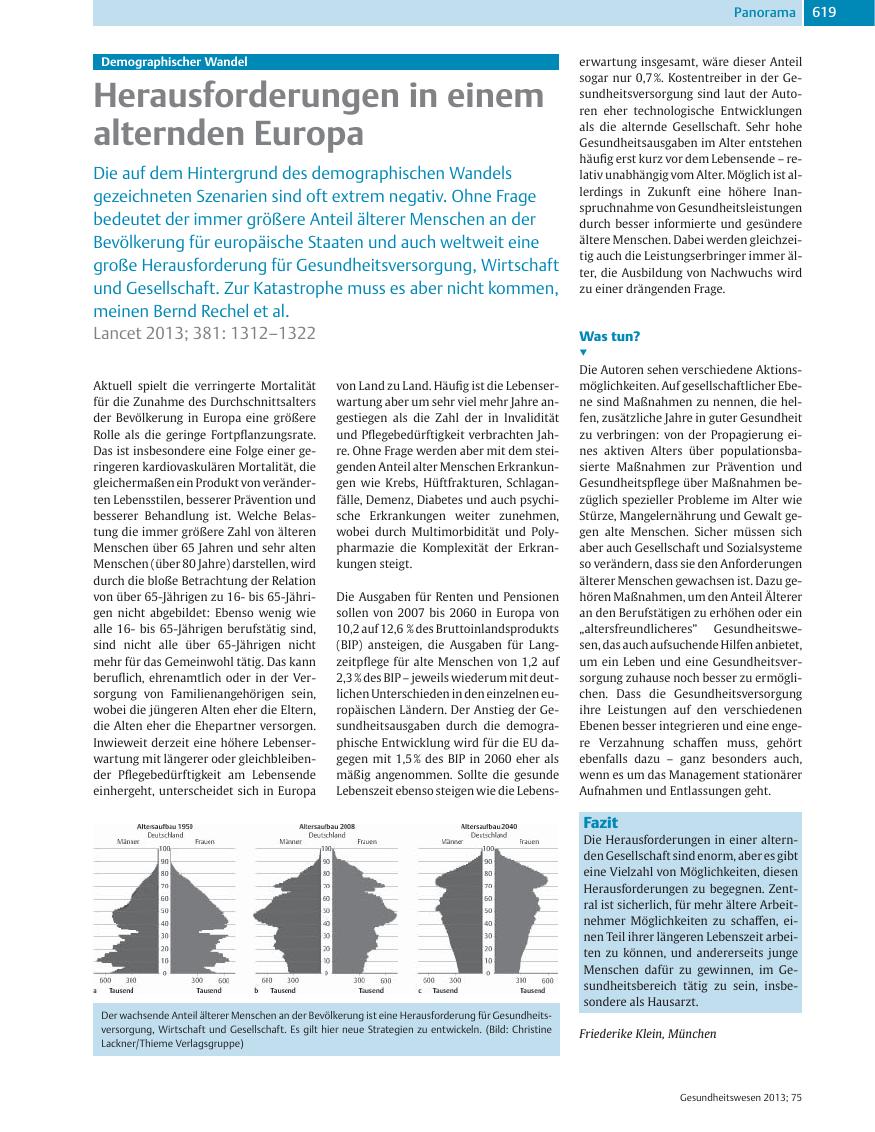Vorschauseite 1: Herausforderungen in einem alternden Europa