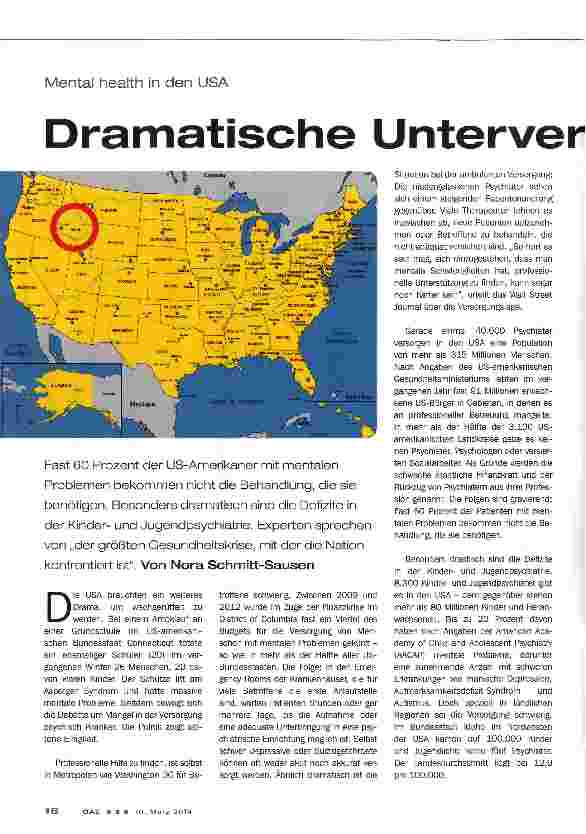 Vorschauseite 1: Mental health in den USA - Dramatische Unterversorgung