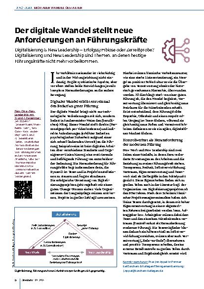 Vorschauseite 1: Der digitale Wandel stellt neue Anforderungen an Führungskräfte.