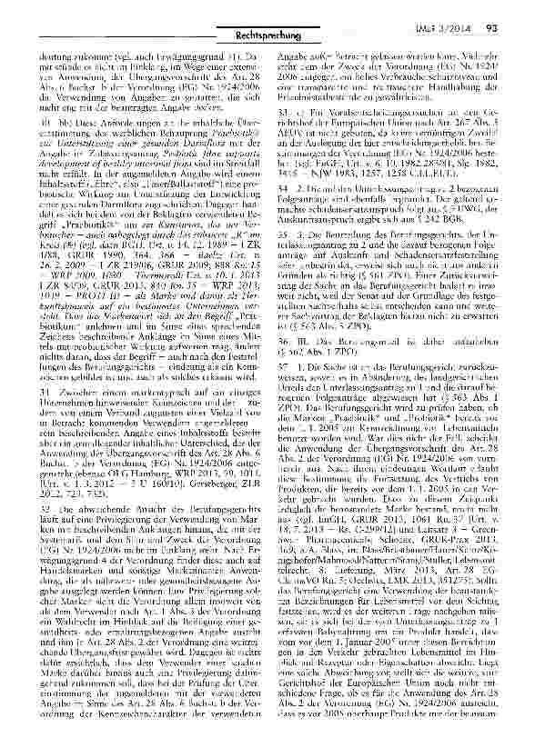Vorschauseite 5: Unzulässigkeit der Werbung „mit Probiotik für Babynahrung IJWG § 4 Nr. 11; Verordnung (EG) Nr. 1924/2006 Art. 1 Abs. 3, Art. 2 Abs. 2 Nr. 1, Art. 2 Abs. 2 Nr. 5, Art. 10 Abs. 1, A…