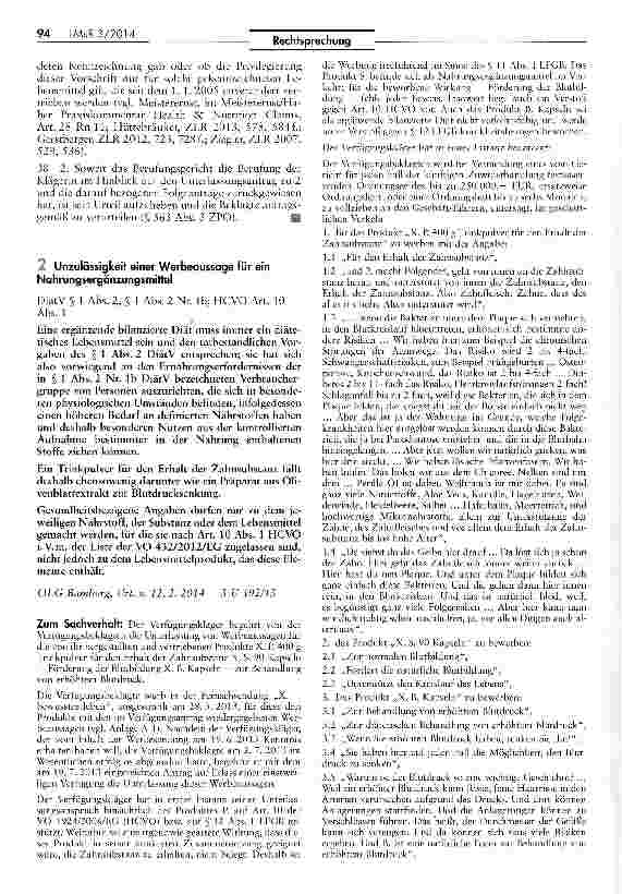 Vorschauseite 6: Unzulässigkeit der Werbung „mit Probiotik für Babynahrung IJWG § 4 Nr. 11; Verordnung (EG) Nr. 1924/2006 Art. 1 Abs. 3, Art. 2 Abs. 2 Nr. 1, Art. 2 Abs. 2 Nr. 5, Art. 10 Abs. 1, A…