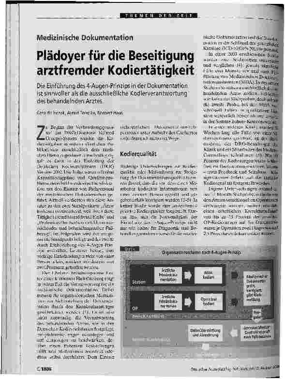 Vorschauseite 1: Plädoyer für die Beseitigung arztfremder KodiertätigkeitMedizinische Dokumentation