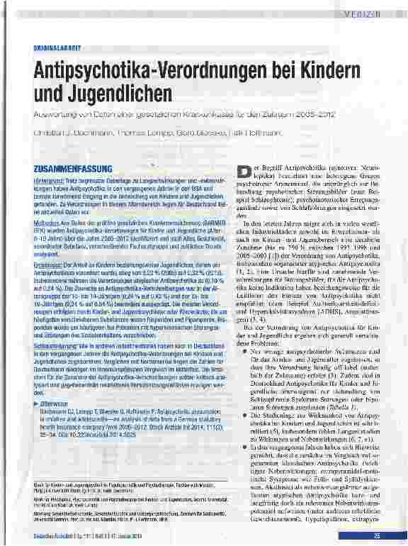 Vorschauseite 1: Antipsychotika-Verordnungen bei Kindern und Jugendlichen
