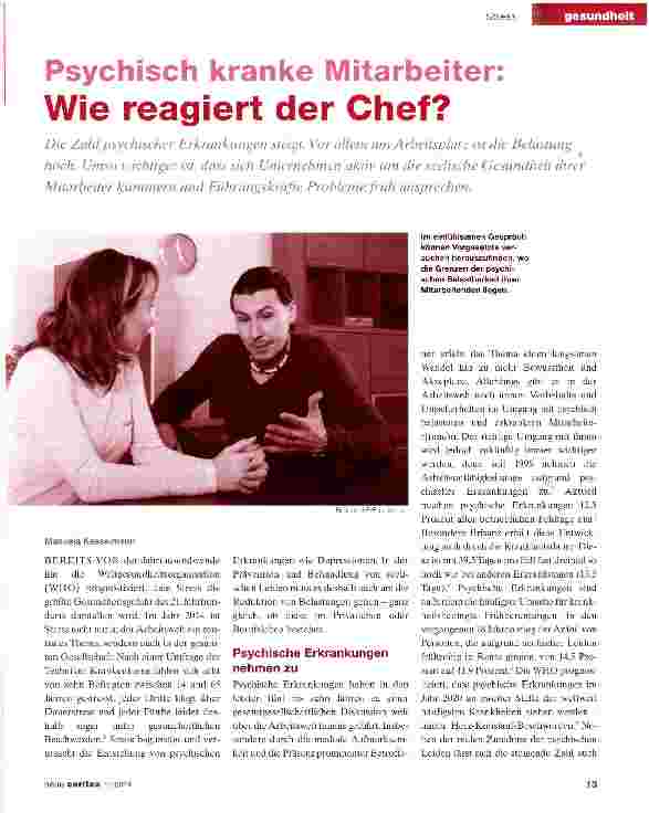 Vorschauseite 1: Psychisch kranke Mitarbeiter: Wie reagiert der Chef?