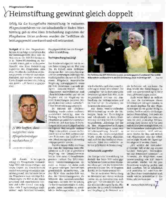 Vorschauseite 1: Heimstiftung gewinnt gleich doppelt