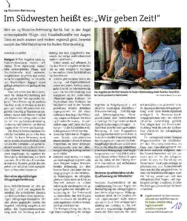Vorschauseite 1: Im Südwesten heißt es: „Wir geben Zeit!
