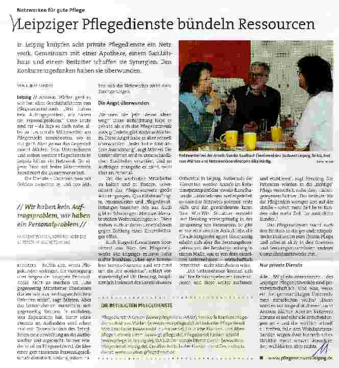 Vorschauseite 1: Leipziger Pflegedienste bündeln Ressourcen
