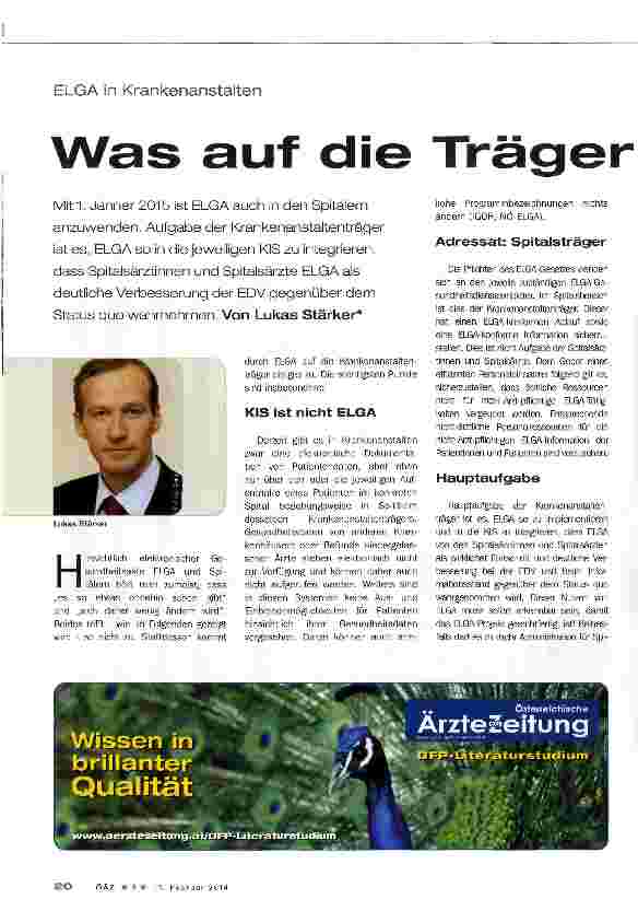 Vorschauseite 1: ELGA in KrankenanstaltenWas auf die Träger zukommt