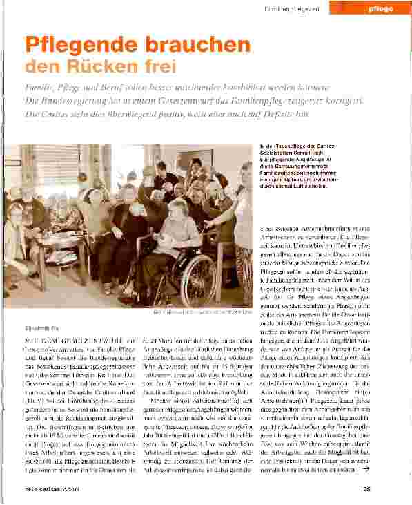 Vorschauseite 1: Pflegende brauchen den Rücken frei