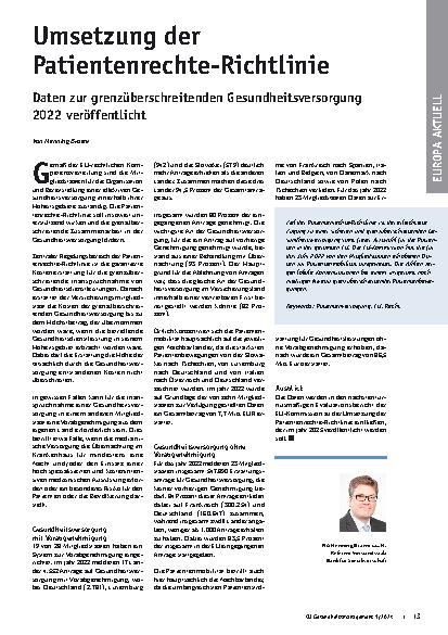 Vorschauseite 1: Umsetzung der Patientenrechte-Richtlinie