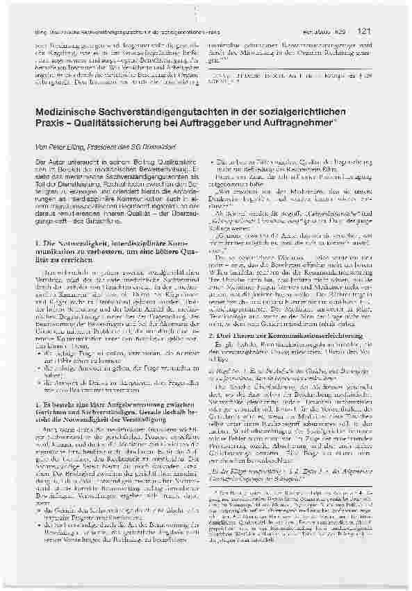 Vorschauseite 1: Medizinische Sachverständigengutachten in der sozialgerichtlichen Praxis - Qualitätssicherung bei Auftraggeber und Auftragnehmer