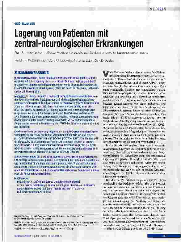 Vorschauseite 1: Lagerung von Patienten mit zentral-neurologischen Erkrankungen