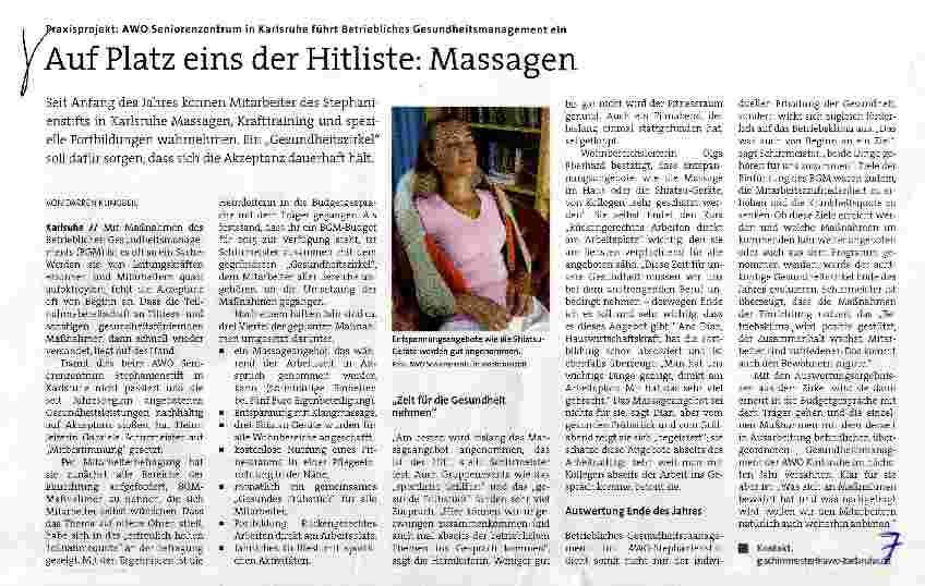 Vorschauseite 1: Auf Platz eins der Hitliste: Massagen