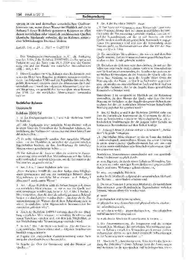 Vorschauseite 2: Begriff des natürlichen Mineralwassers RL 2009/54/EG Art. 8 Abs. 2