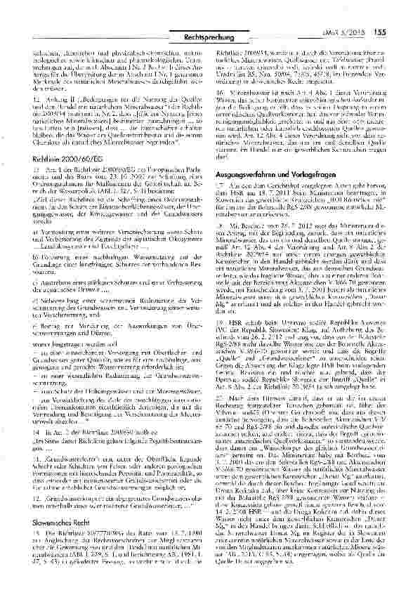 Vorschauseite 3: Begriff des natürlichen Mineralwassers RL 2009/54/EG Art. 8 Abs. 2