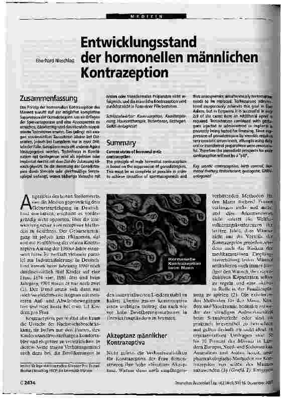Vorschauseite 1: Entwicklungsstand der hormonellen männlichenKontrazeption