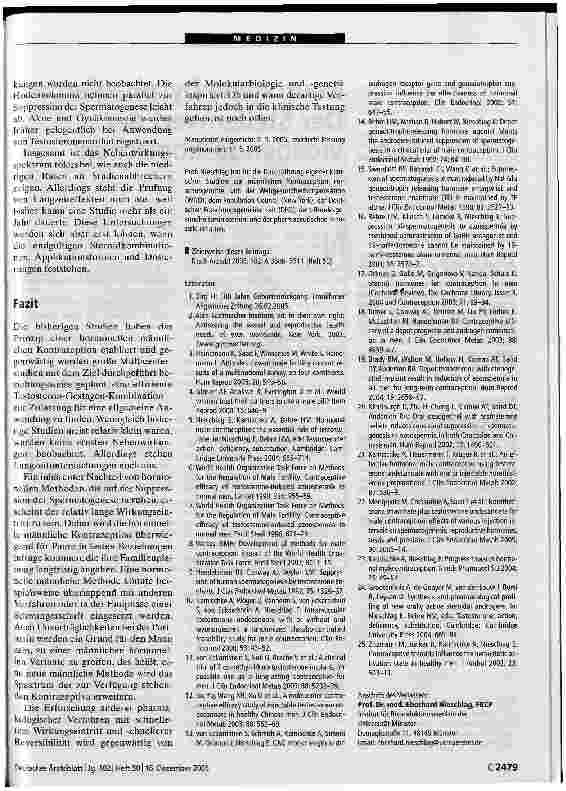 Vorschauseite 6: Entwicklungsstand der hormonellen männlichenKontrazeption