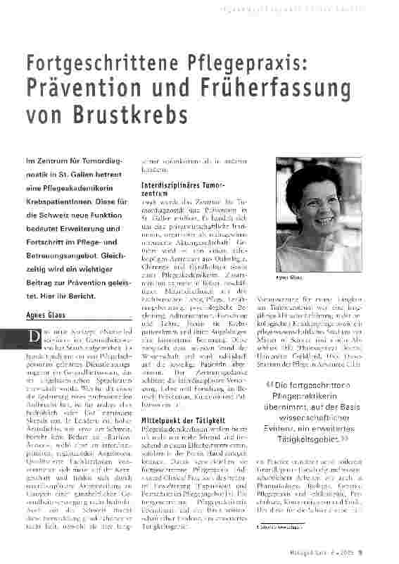 Vorschauseite 1: Fortgeschrittene Pflegepraxis: Prävention und Früherfassung von Brustkrebs