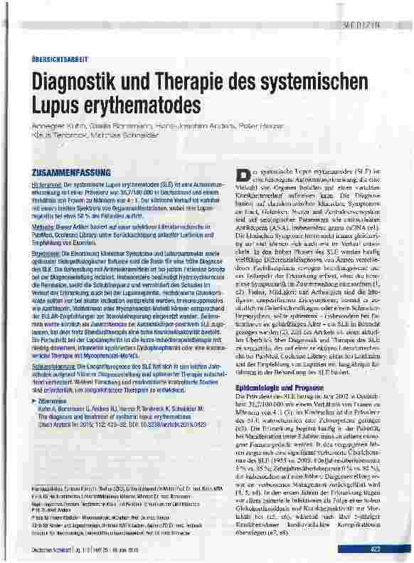 Vorschauseite 1: Diagnostik und Therapie des systemischen Lupus erythematodes