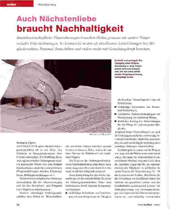 Vorschauseite 1: Auch Nächstenliebe braucht Nachhaltigkeit