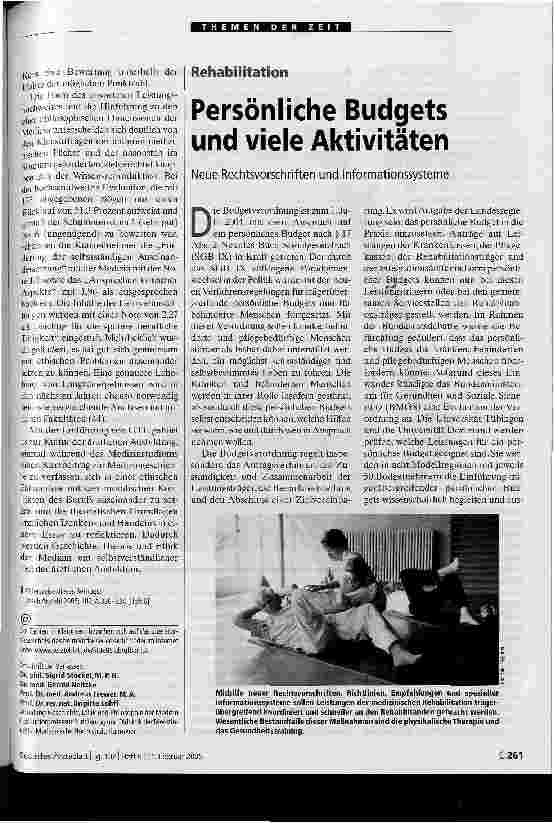 Vorschauseite 1: Persönliche Budgets und viele AktivitätenNeue Rechtsvorschriften und Informationssysteme