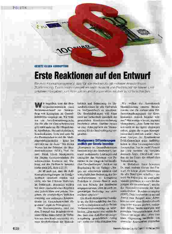 Vorschauseite 1: Erste Reaktionen auf den Entwurf