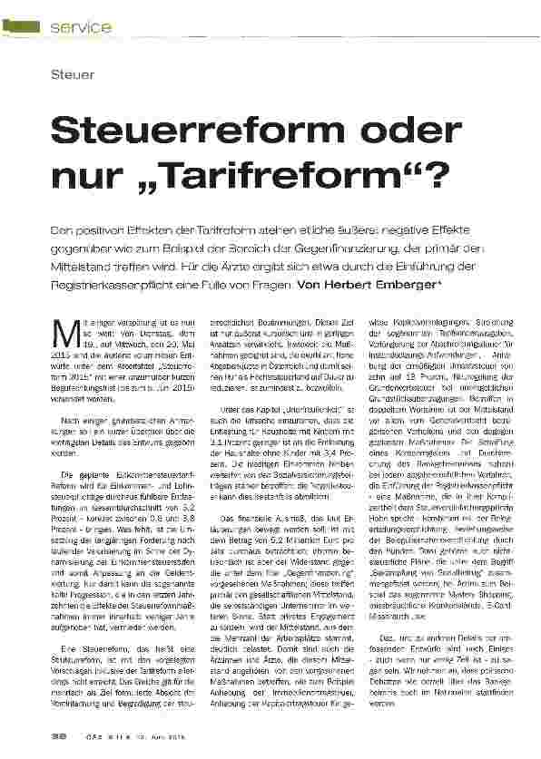 Vorschauseite 1: Steuerreform oder nur „Tarifreform?
