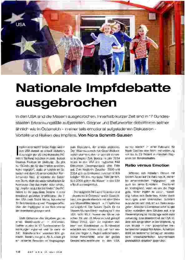Vorschauseite 1: Nationale Impfdebatte ausgebrochen