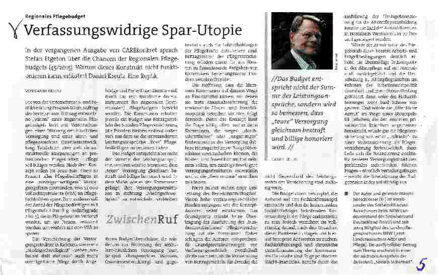 Vorschauseite 1: Verfassungswidrige Spar-Utopie