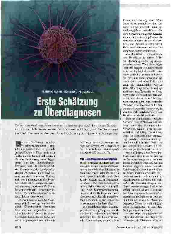 Vorschauseite 1: Erste Schätzung zu Überdiagnosen