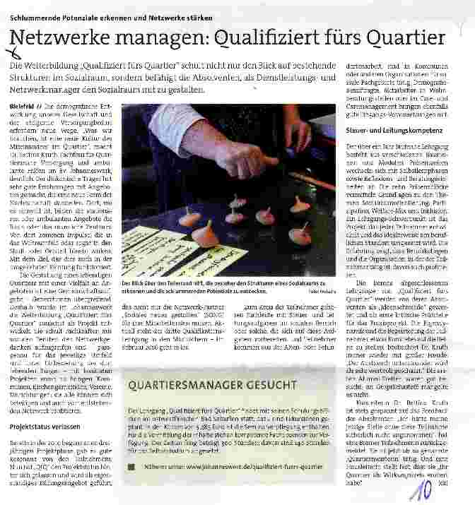 Vorschauseite 1: Netzwerke managen: Qualifiziert fürs Quartier