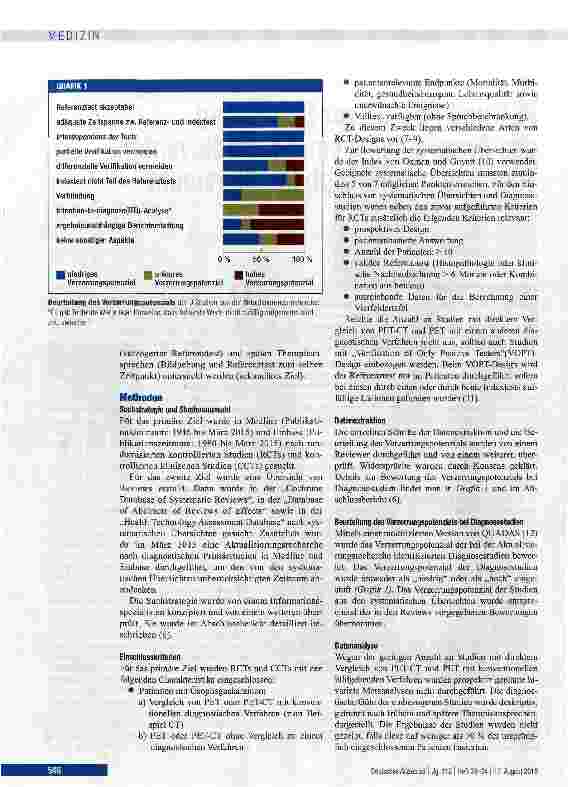 Vorschauseite 2: PET und PET-CT zur Bewertung des Ansprechens einer neoadjuvanten Therapie beim ÖsophaguskarzinomEine systematische Übersicht