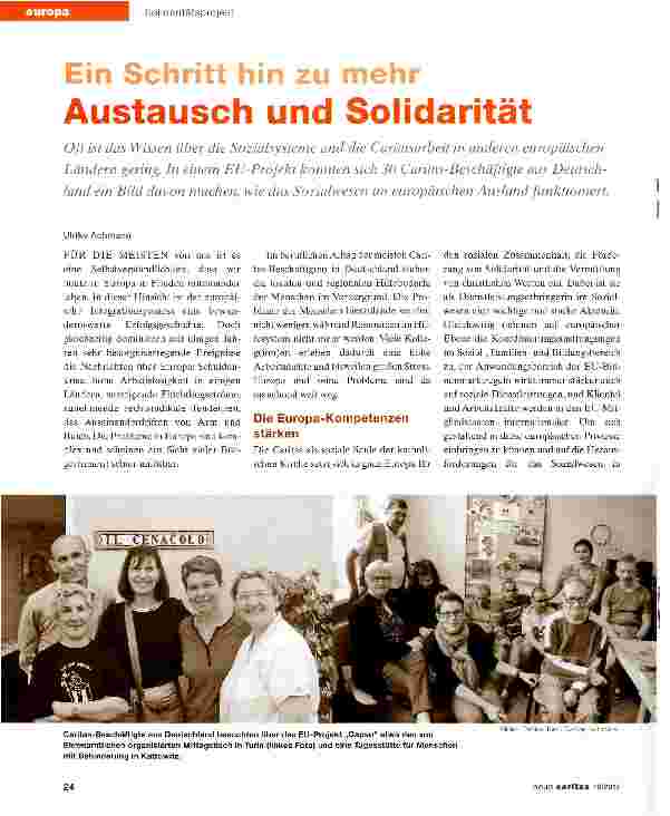Vorschauseite 1: Ein Schritt hin zu mehr Austausch und Solidarität