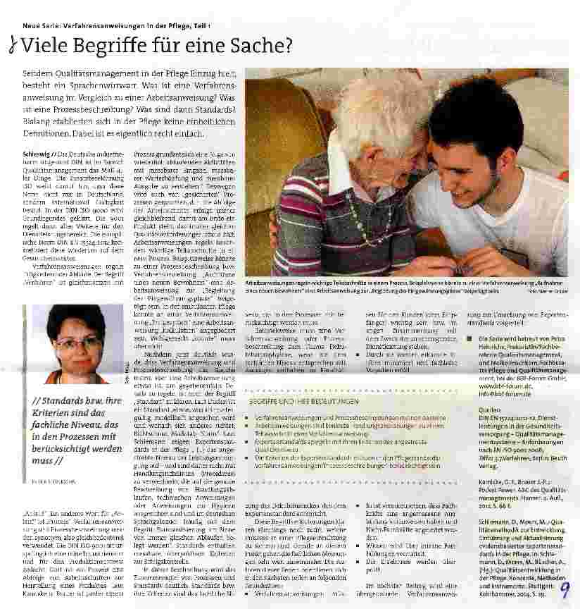 Vorschauseite 1: Neue Serie: Verfahrensanweisungen in der Pflege, Teil 1 Viele Begriffe für eine Sache?