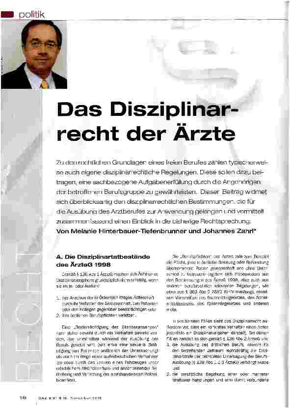 Vorschauseite 1: Das Disziplinarrecht der Ärzte