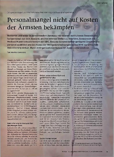 Vorschauseite 1: Personalmangel nicht auf Kosten der Ärmsten bekämpfen.
