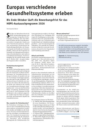 Vorschauseite 1: Europas verschiedene Gesundheitssysteme erleben