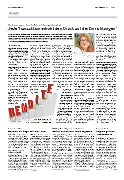 Vorschauseite 1: „Jede Transaktion erhöht den Druck auf die Einrichtungen.“