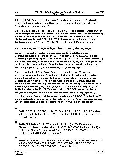 Vorschauseite 4: Vergütung von Arbeitsstunden, die Teilzeitbeschäftigte über die vereinbarte Arbeitszeit hinaus leisten.