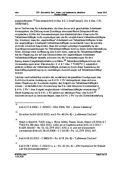 Vorschauseite 5: Vergütung von Arbeitsstunden, die Teilzeitbeschäftigte über die vereinbarte Arbeitszeit hinaus leisten.