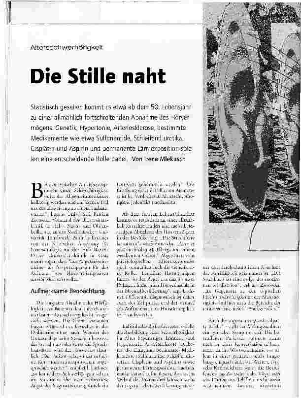 Vorschauseite 1: Altersschwerhörigkeit - Die Stille naht