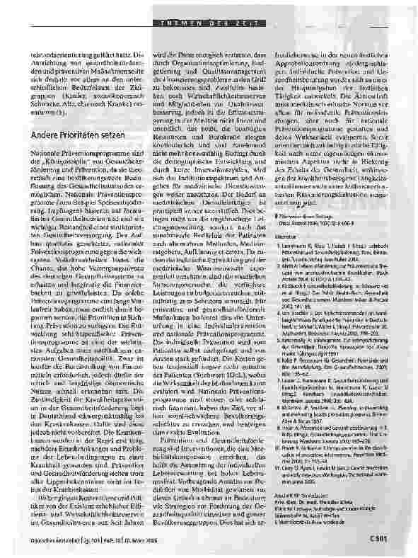 Vorschauseite 3: Prävention und GesundheitsförderungZiel ist anhaltend hohe Lebensqualität