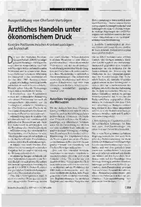 Vorschauseite 1: Ärztliches Handeln unter ökonomischem Druck