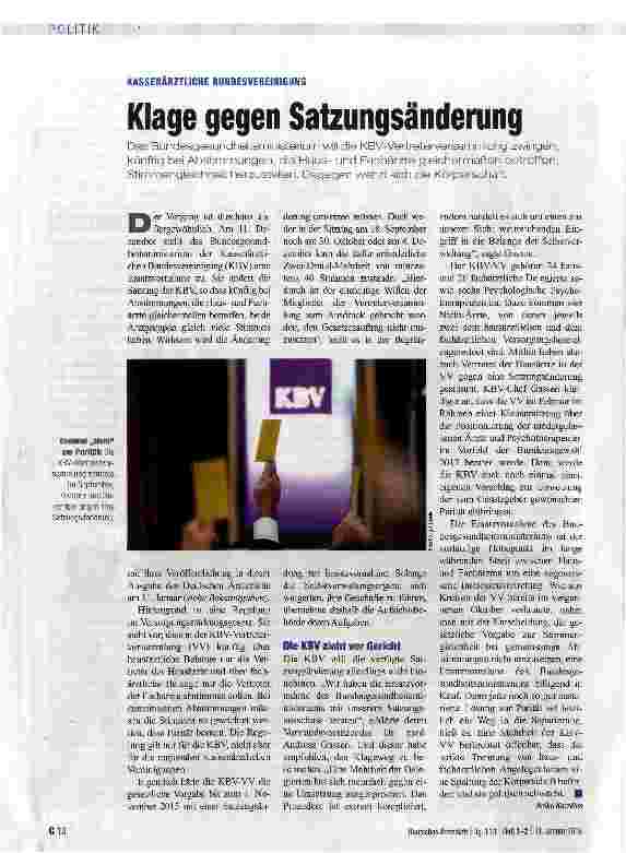 Vorschauseite 1: Klage gegen Satzungsänderung