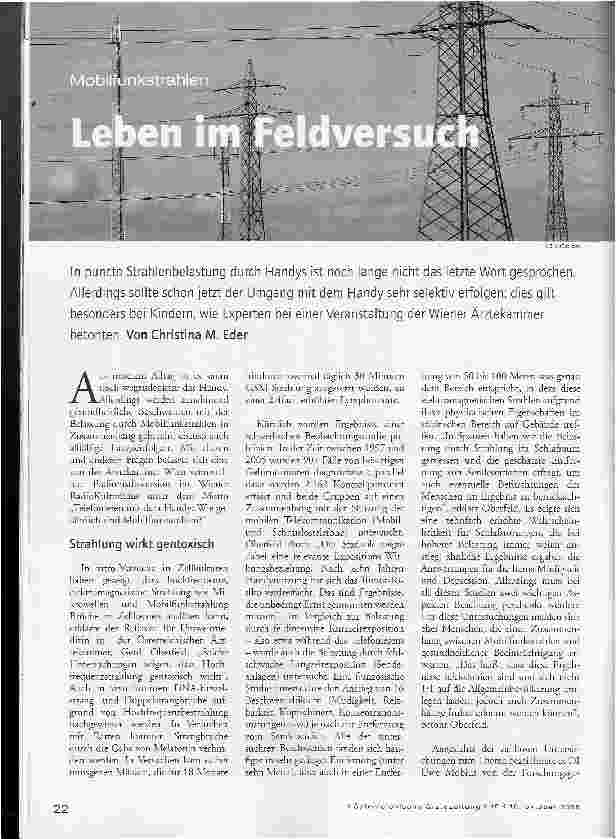Vorschauseite 1: Mobilfunkstrahlen - Leben im Feldversuch